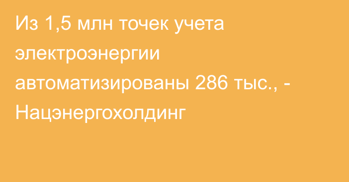 Из 1,5 млн точек учета электроэнергии автоматизированы 286 тыс., - Нацэнергохолдинг