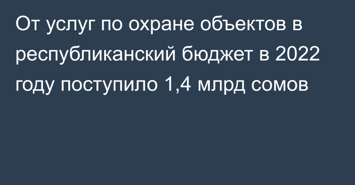 От услуг по охране объектов в республиканский бюджет в 2022 году поступило 1,4 млрд сомов