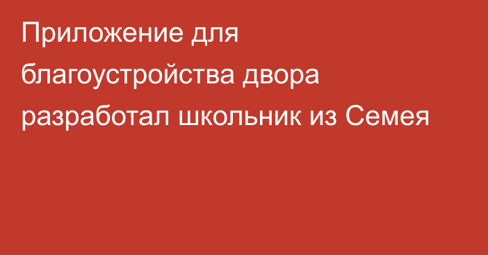 Приложение для благоустройства двора разработал школьник из Семея