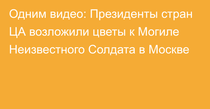 Одним видео: Президенты стран ЦА возложили цветы к Могиле Неизвестного Солдата в Москве