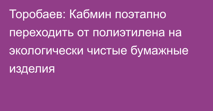 Торобаев: Кабмин поэтапно переходить от полиэтилена на экологически чистые бумажные изделия