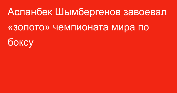 Асланбек Шымбергенов завоевал «золото» чемпионата мира по боксу