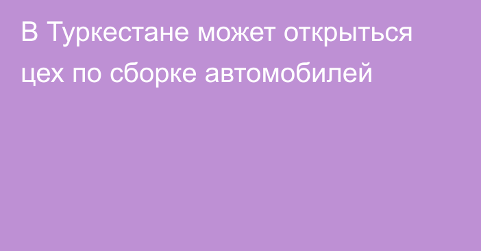 В Туркестане может открыться цех по сборке автомобилей