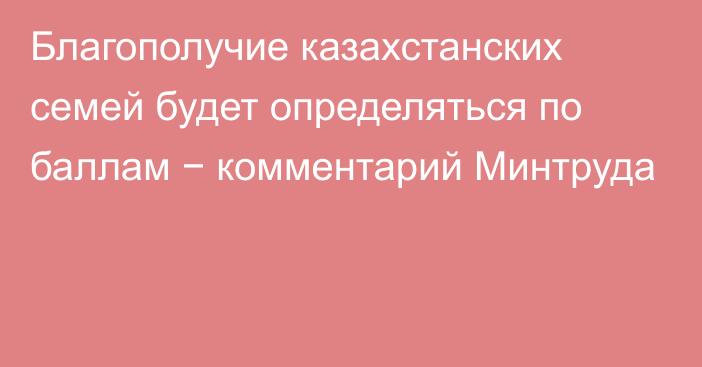 Благополучие казахстанских семей будет определяться по баллам − комментарий Минтруда