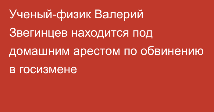 Ученый-физик Валерий Звегинцев находится под домашним арестом по обвинению в госизмене