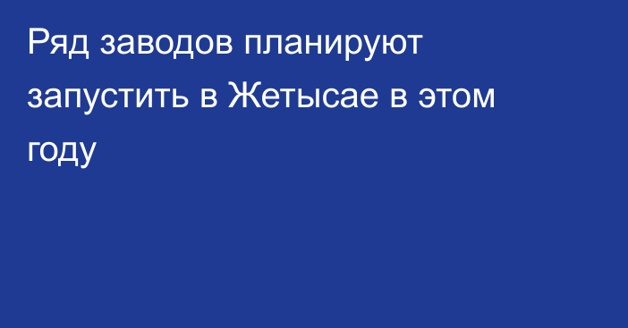 Ряд заводов планируют запустить в Жетысае в этом году