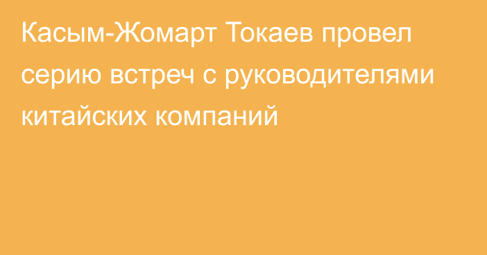 Касым-Жомарт Токаев провел серию встреч с руководителями китайских компаний