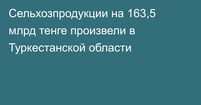 Сельхозпродукции на 163,5 млрд тенге произвели в Туркестанской области