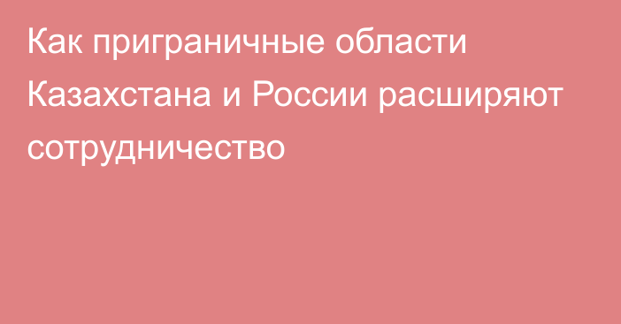 Как приграничные области Казахстана и России расширяют сотрудничество