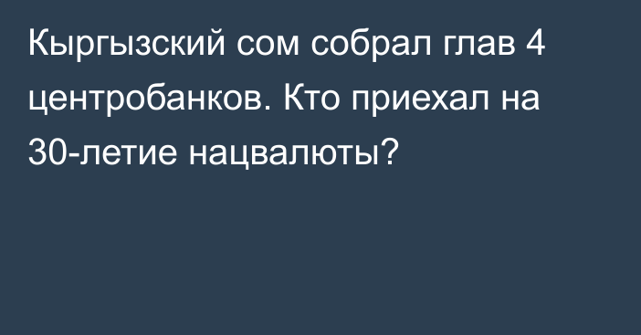 Кыргызский сом собрал глав 4 центробанков. Кто приехал на 30-летие нацвалюты?