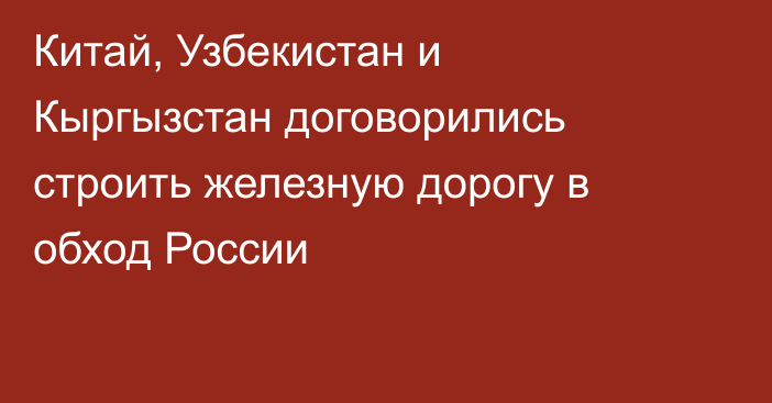 Китай, Узбекистан и Кыргызстан договорились строить железную дорогу в обход России