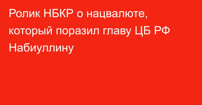 Ролик НБКР о нацвалюте, который поразил главу ЦБ РФ Набиуллину