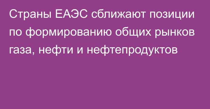 Страны ЕАЭС сближают позиции по формированию общих рынков газа, нефти и нефтепродуктов