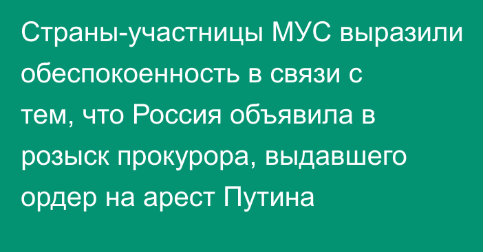 Страны-участницы МУС выразили обеспокоенность в связи с тем, что Россия объявила в розыск прокурора, выдавшего ордер на арест Путина