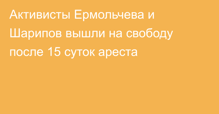 Активисты Ермольчева и Шарипов вышли на свободу после 15 суток ареста