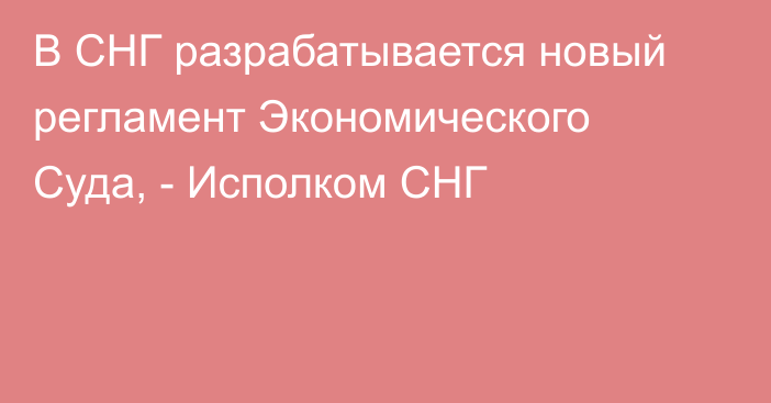 В СНГ разрабатывается новый регламент Экономического Суда, - Исполком СНГ