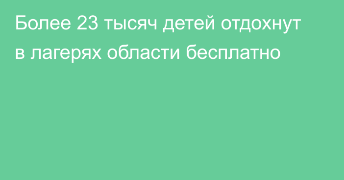 Более 23 тысяч детей отдохнут в лагерях области бесплатно