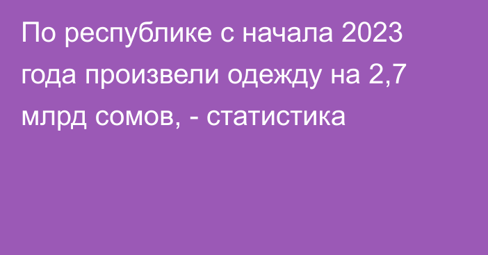 По республике с начала 2023 года произвели одежду на 2,7 млрд сомов, - статистика