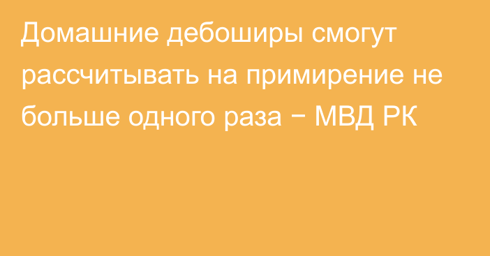 Домашние дебоширы смогут рассчитывать на примирение не больше одного раза − МВД РК