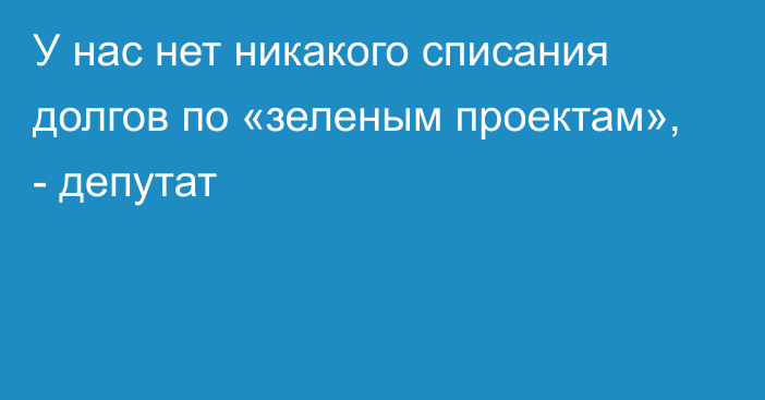 У нас нет никакого списания долгов по «зеленым проектам», - депутат