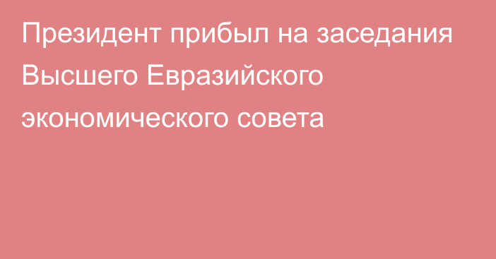 Президент прибыл на заседания Высшего Евразийского экономического совета