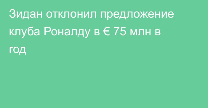 Зидан отклонил предложение клуба Роналду в € 75 млн в год