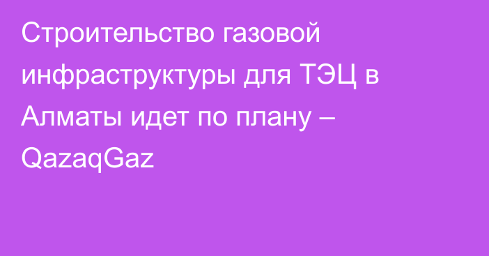 Строительство газовой инфраструктуры для ТЭЦ в Алматы идет по плану – QazaqGaz