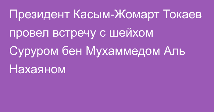 Президент Касым-Жомарт Токаев провел встречу с шейхом Суруром бен Мухаммедом Аль Нахаяном