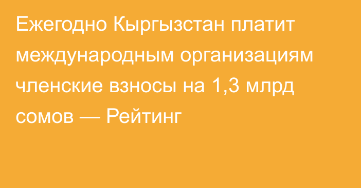 Ежегодно Кыргызстан платит международным организациям членские взносы на 1,3 млрд сомов — Рейтинг