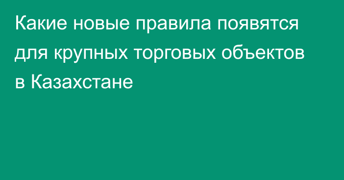 Какие новые правила появятся для крупных торговых объектов в Казахстане