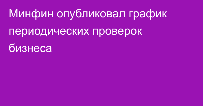 Минфин опубликовал график периодических проверок бизнеса