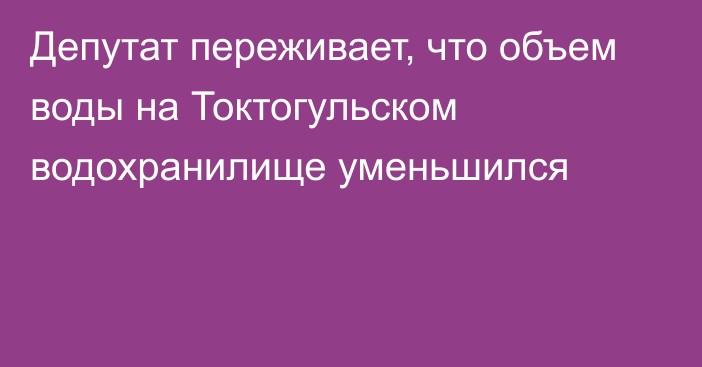 Депутат переживает, что объем воды на Токтогульском водохранилище уменьшился