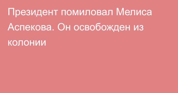 Президент помиловал Мелиса Аспекова. Он освобожден из колонии