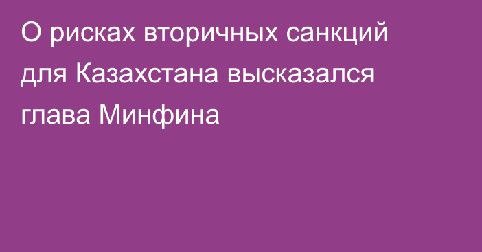 О рисках вторичных санкций для Казахстана высказался глава Минфина