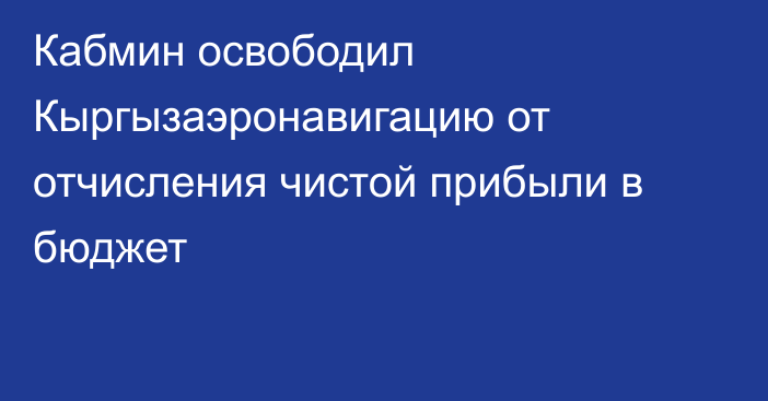 Кабмин освободил Кыргызаэронавигацию от отчисления чистой прибыли в бюджет