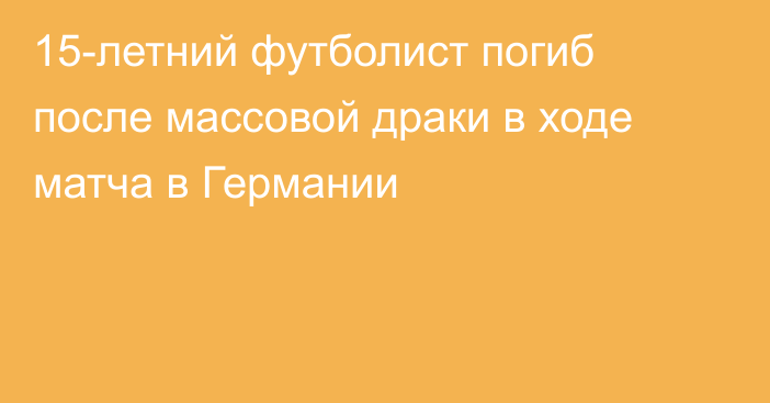 15-летний футболист погиб после массовой драки в ходе матча в Германии