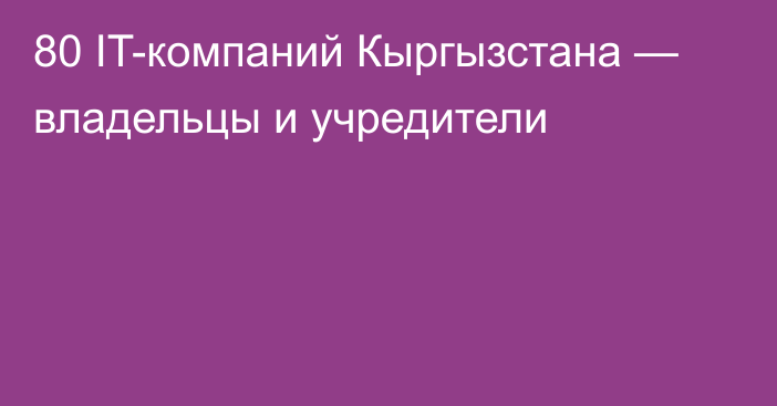 80 IT-компаний Кыргызстана — владельцы и учредители