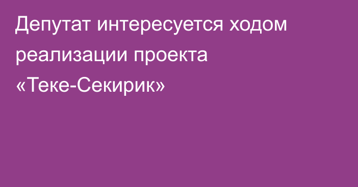 Депутат интересуется ходом реализации проекта «Теке-Секирик»