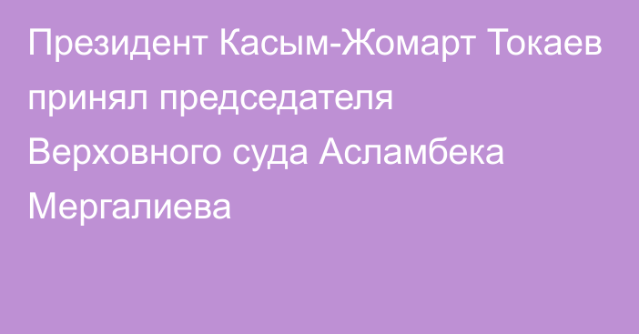 Президент Касым-Жомарт Токаев принял председателя Верховного суда Асламбека Мергалиева