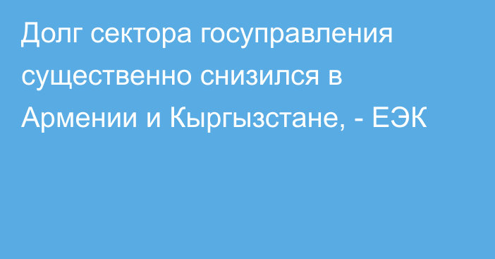 Долг сектора госуправления существенно снизился в Армении и Кыргызстане, - ЕЭК