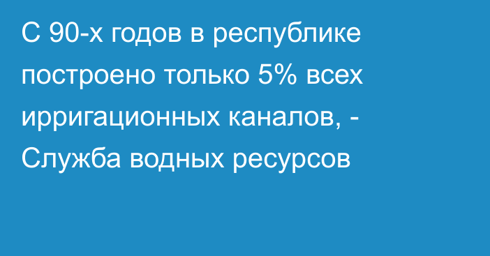 С 90-х годов в республике построено только 5% всех ирригационных каналов, - Служба водных ресурсов