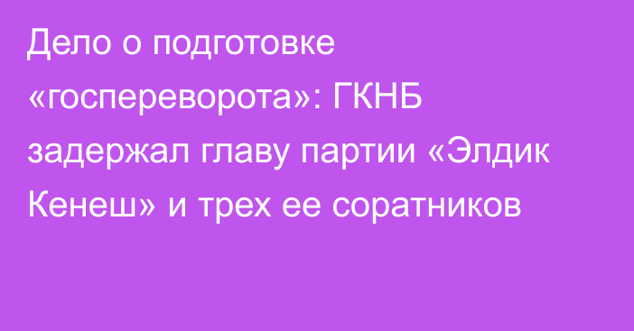 Дело о подготовке «госпереворота»: ГКНБ задержал главу партии «Элдик Кенеш» и трех ее соратников