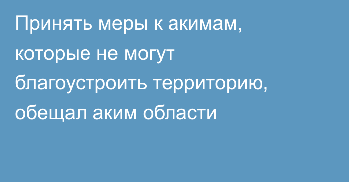 Принять меры к акимам, которые не могут благоустроить территорию, обещал аким области