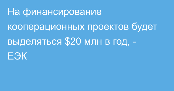 На финансирование кооперационных проектов будет выделяться $20 млн в год, - ЕЭК