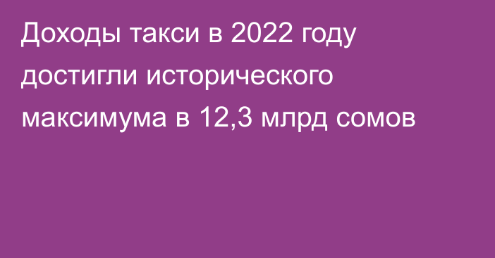 Доходы такси в 2022 году достигли исторического максимума в 12,3 млрд сомов