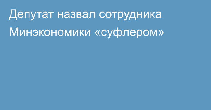 Депутат назвал сотрудника Минэкономики «суфлером»