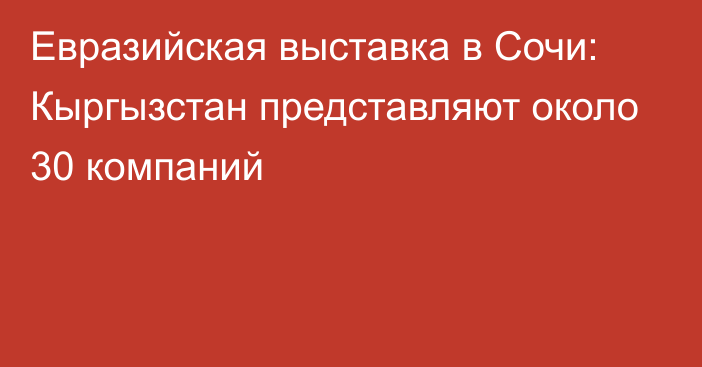 Евразийская выставка в Сочи:  Кыргызстан представляют около 30 компаний