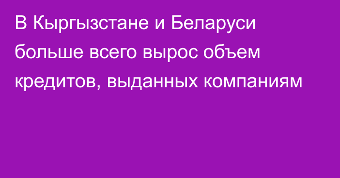 В Кыргызстане и Беларуси больше всего вырос объем кредитов, выданных компаниям