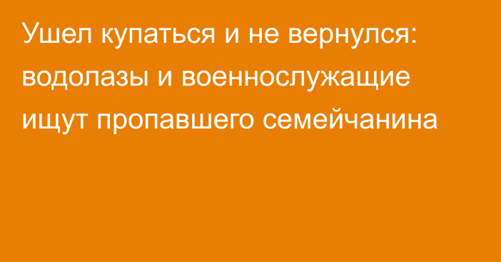 Ушел купаться и не вернулся: водолазы и военнослужащие ищут пропавшего семейчанина