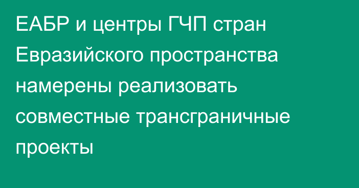 ЕАБР и центры ГЧП стран Евразийского пространства намерены реализовать совместные трансграничные проекты